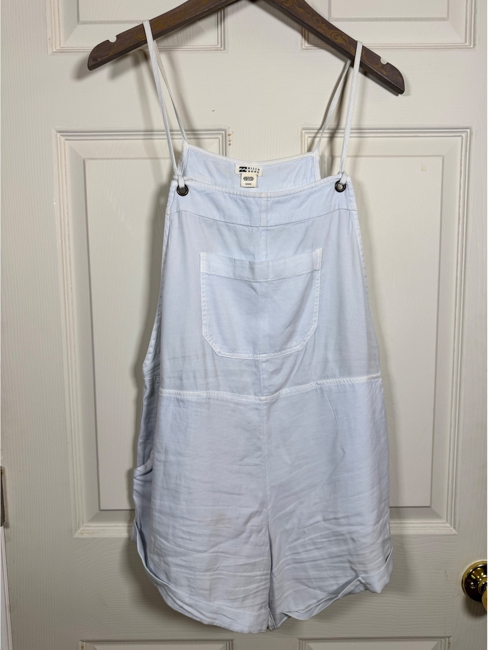 Billabong Light Blue Denim Overalls Romper Shorts Medium